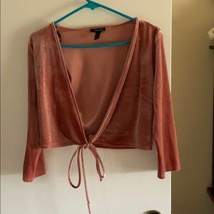 Suede tie up crop top